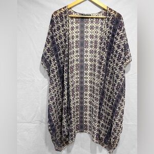 Brandy Melville Purple & Navy Geometric Sheer Boho Kimono